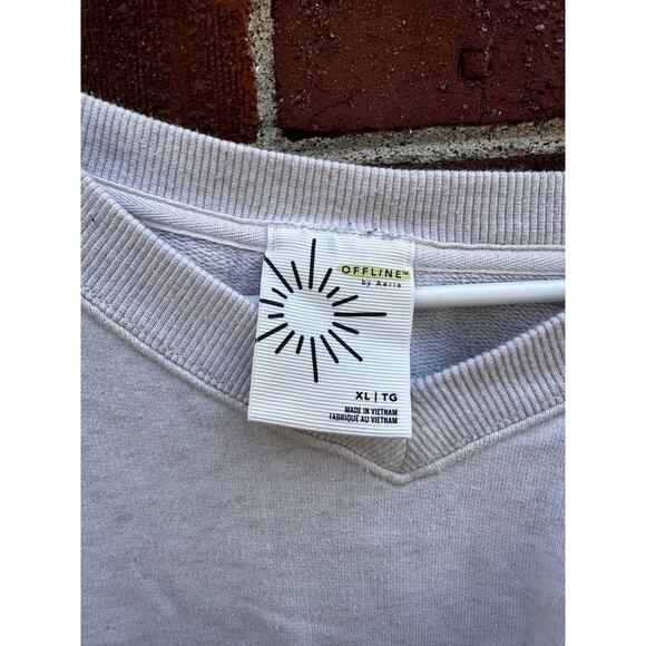Aerie Offline “Maybe Later” Cropped Sweatshirt XL Beige - Picture 3 of 4